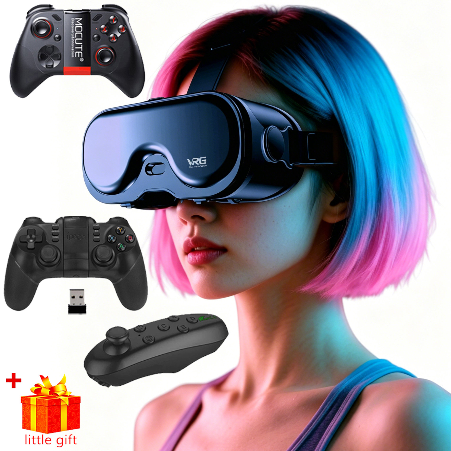 Gaming Accessories Bundle - VR Glasses 3D Headset Virtual Reality