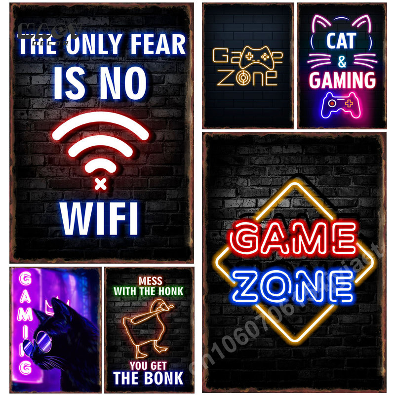 Neon Gaming Zone Metal Tin Sig - Gaming Accessories Europe incelemesi ve fiyatı
